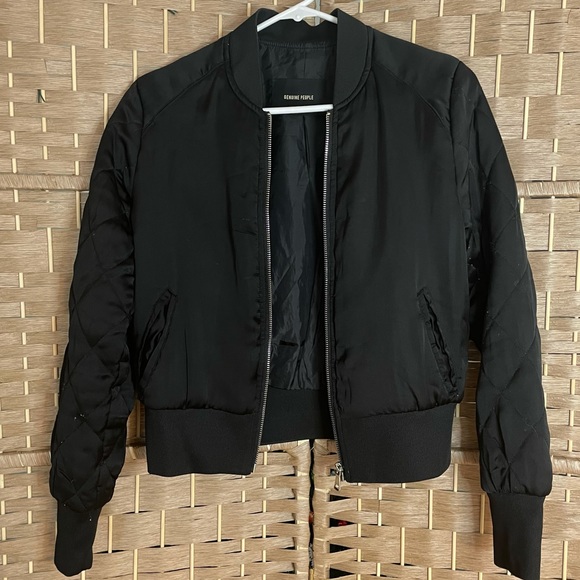 Black Bomber Jacket (slight crop) - Genuine People - Size S - Picture 2 of 7